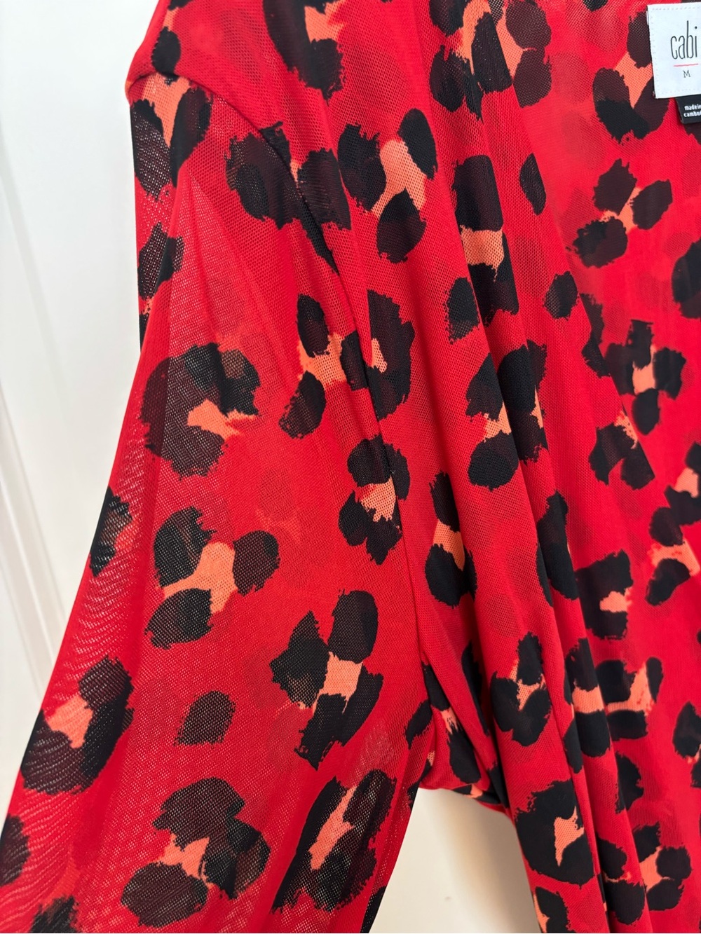 CAbi Red and Black Leopard Wrap Midi Dress - Picture 5 of 5